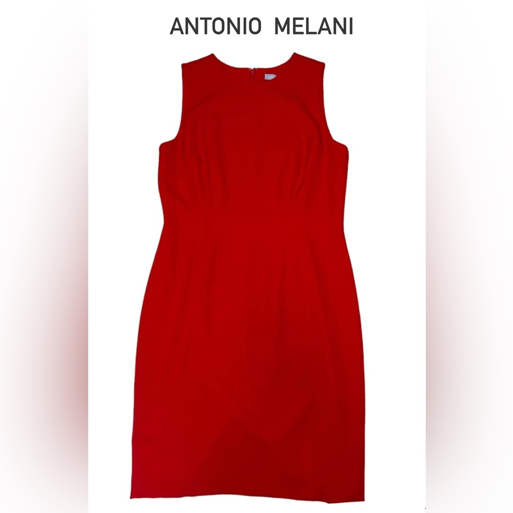NWOT ANTONIO MELANI Red Sleeveless Midi Sheath Dress